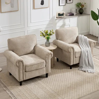 Upholstered Armchair Fabric Accent Chair Set Of 2 | Wayfair North America
