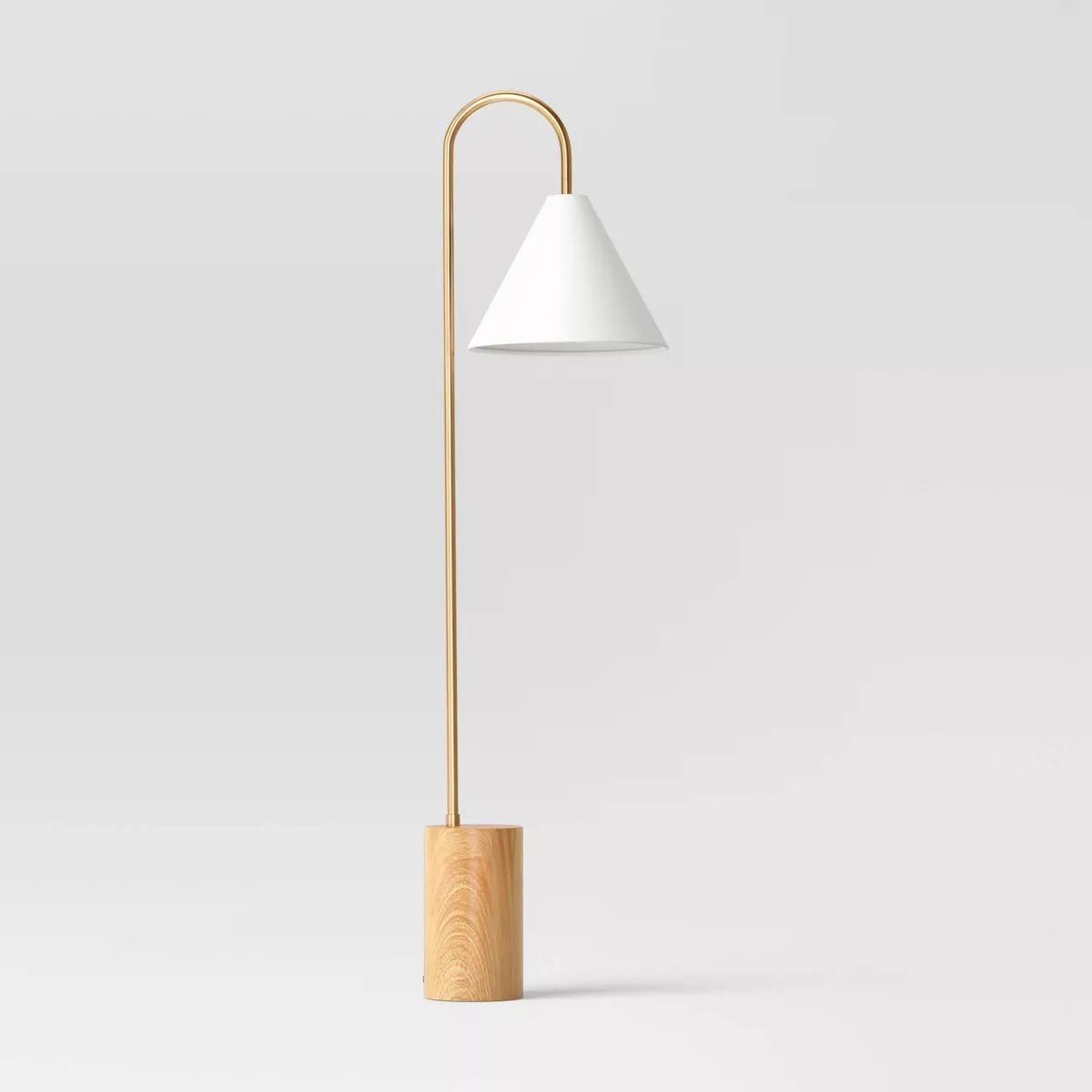 Goose Neck Arc Floor Lamp Brass (Includes LED Light Bulb) - Threshold™ | Target