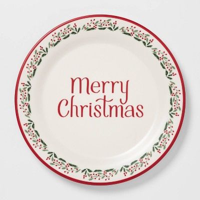 11" Melamine Merry Christmas Dinner Plate White - Threshold™ | Target