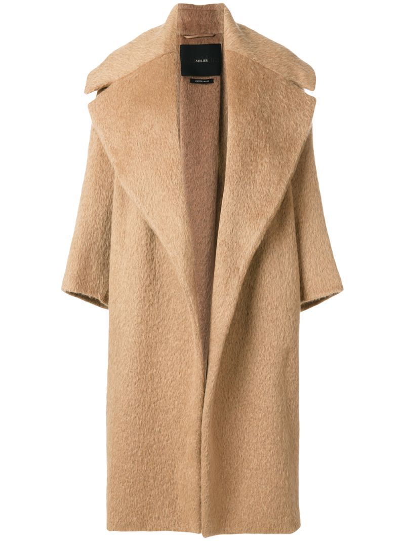 Max Mara - oversized lapel coat - women - Alpaca/Virgin Wool - 40, Brown, Alpaca/Virgin Wool | FarFetch US