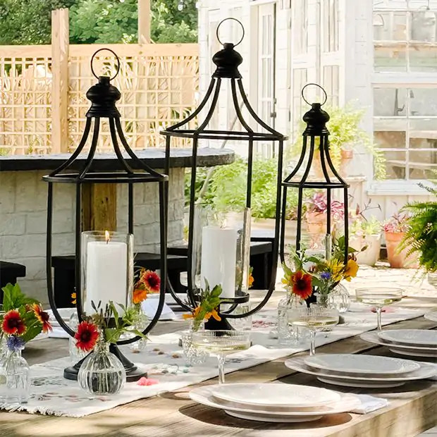 French Country Pedestal Lantern Set of 3 | Antique Farm House