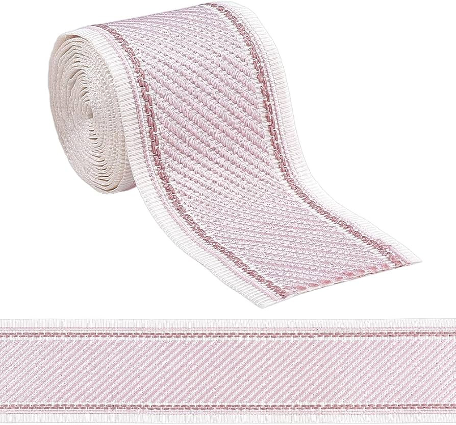 FINGERINSPIRE 2.19 Yards Twill Pattern Trim for Curtain Tapes 2-5/8 inch Wide Decorative Pink Ruf... | Amazon (US)