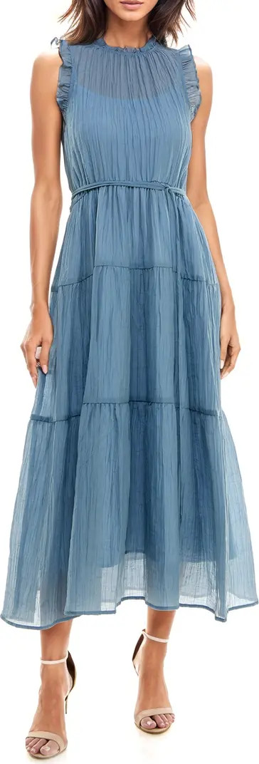 Socialite Crinkle Tiered Sleeveless Midi Dress | Nordstrom | Nordstrom