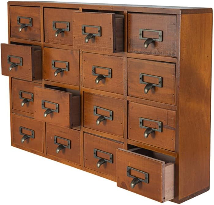 16 Drawers Apothecary Cabinet with Drawers Tabletop Apothecary Chests and Cabinets Library Card C... | Amazon (US)