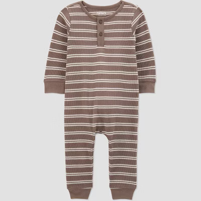Carter's Just One You® Baby Boys' Striped Long Sleeve Romper - White/Brown 18M | Target