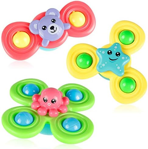 SEPEORUL Suction Cup Spinning Top Toy 3PCs Baby Bath Toys 2021 New Baby Toys Interesting Sucker G... | Amazon (US)