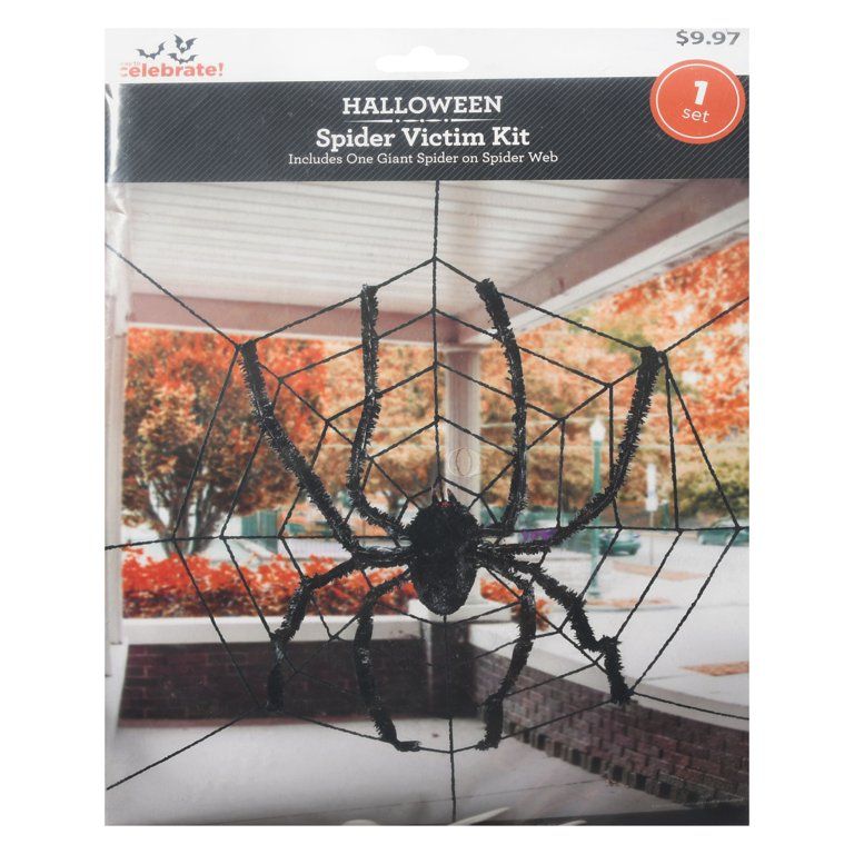 Way to Celebrate Halloween Giant Spider in Web Decor, 8' | Walmart (US)