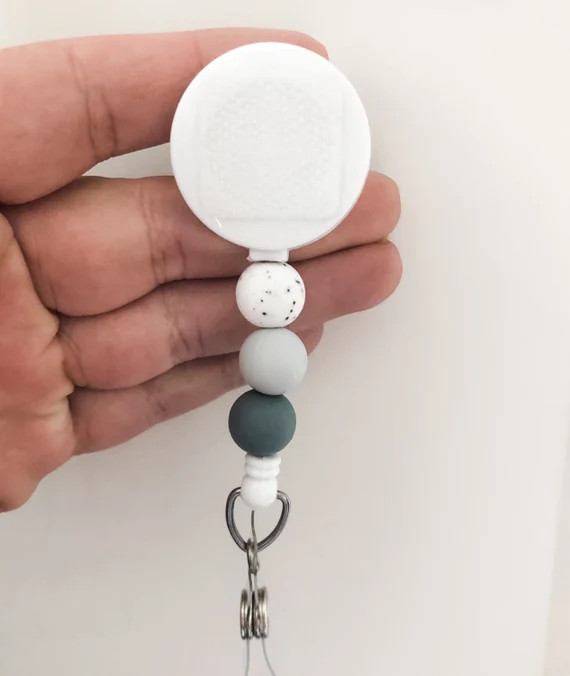 Decorative GREY Interchangeable Badge Reel | Etsy (US)