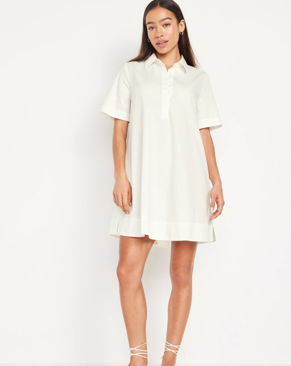 The type of dress I wear to the ground in the spring and summer! It comes in four colors/patterns and a classic and petite length which makes it work appropriate for more casual workplaces. At $24 it’s affordable, cute, and can be worn for plenty of different occasions! I ordered it in a Tall Small and will report back.

Old navy, casual dress, work dress, collared dress, sundress, white dress, summer style

#LTKsalealert #LTKfindsunder50
