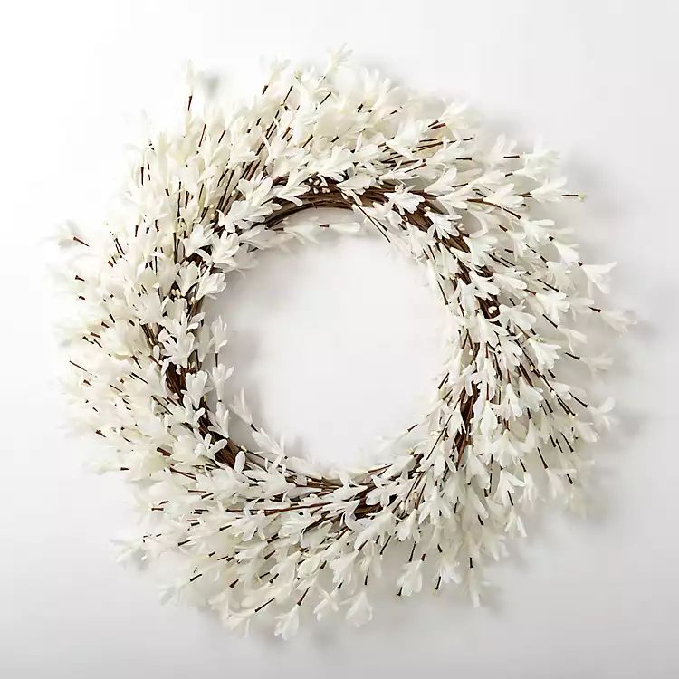 White Forsythia Flowers Wreath | Kirkland's Home