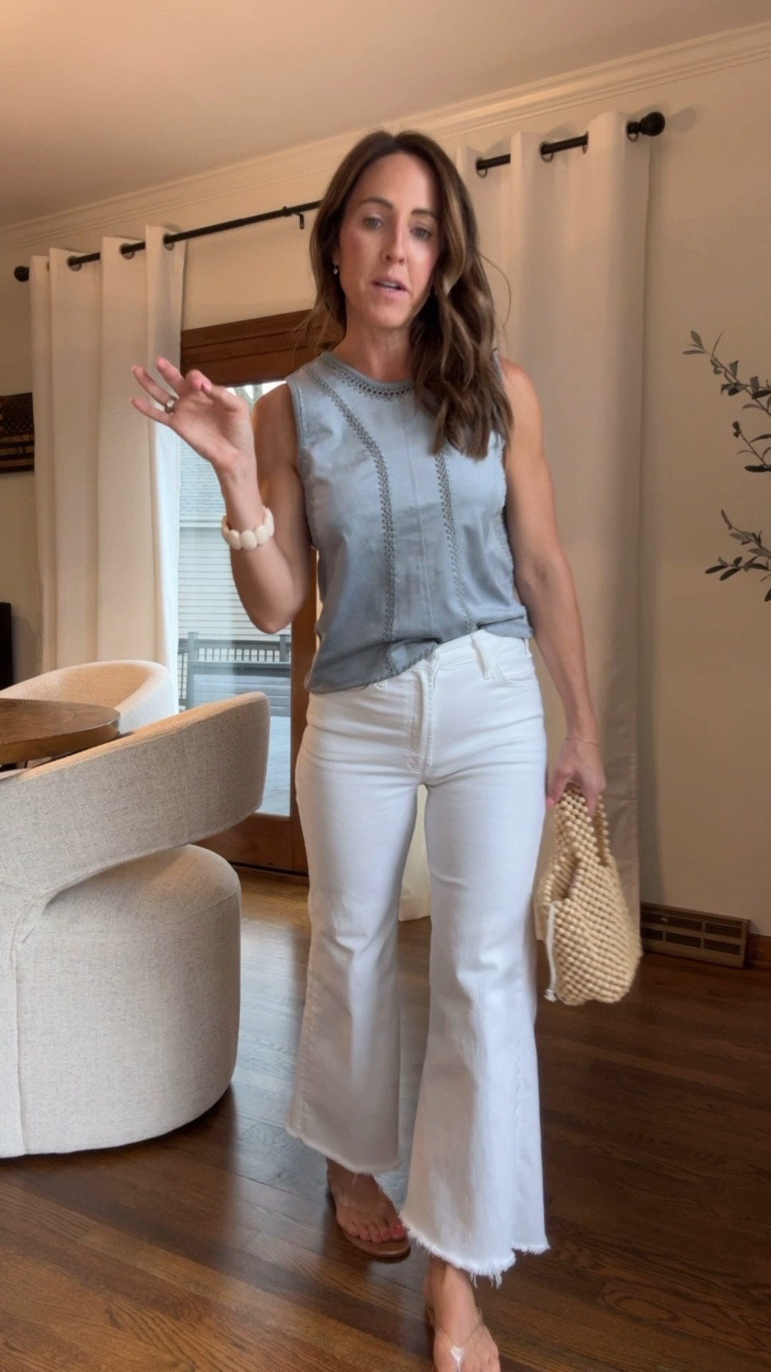 This color combo is SO pretty. Light, airy. Full of texture details. 
XS tank
Jeans tts, 25 regular 

#LTKgrwm #LTKSeasonal #LTKOver40