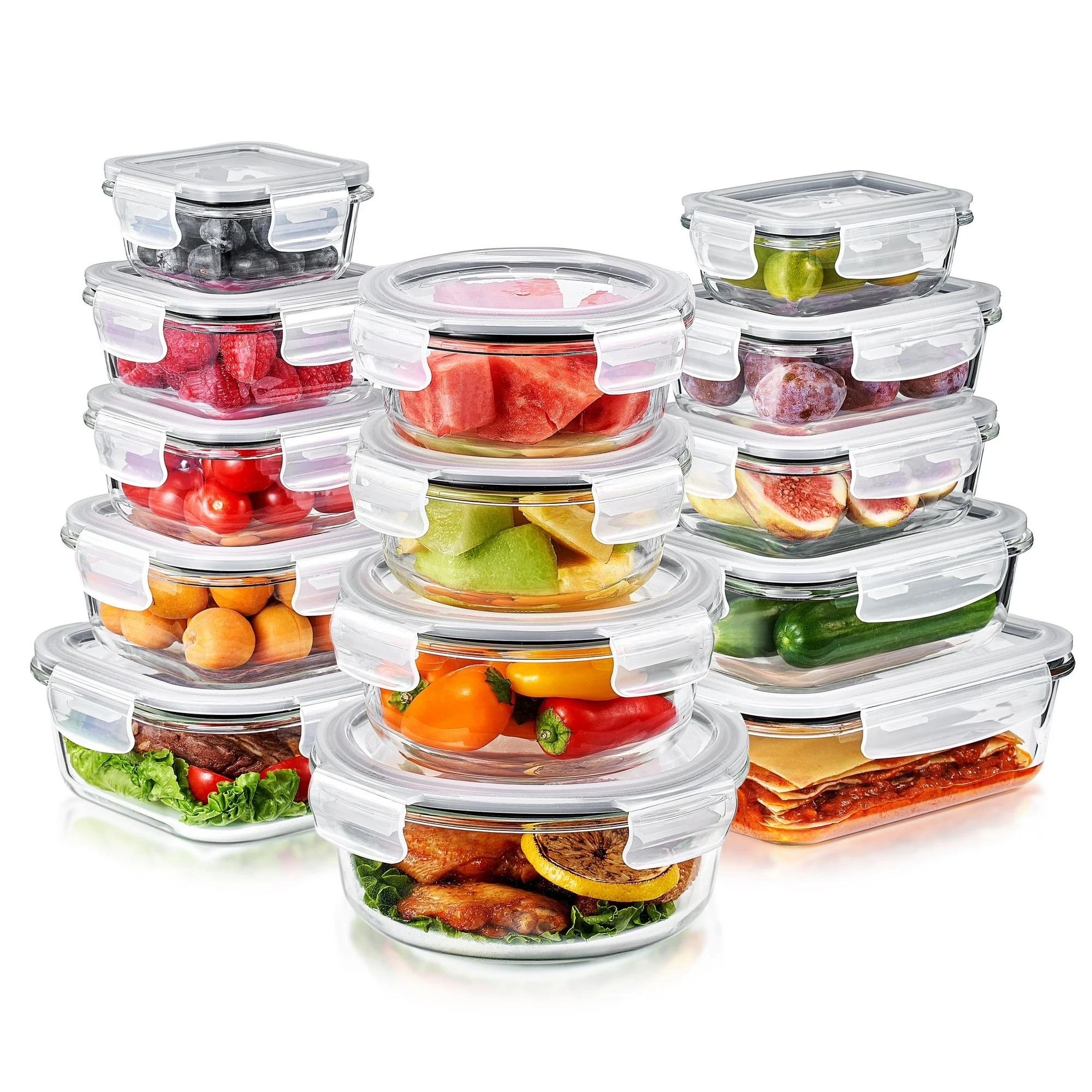 Sorbus Glass Food Storage Airtight Containers Set of 14 with Lids (28 Pcs) | Walmart (US)