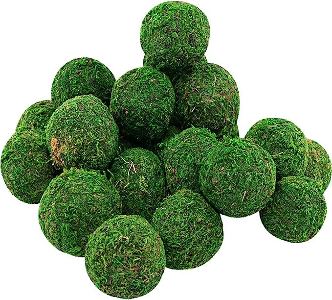 24 Pack Decorative Faux Dried Moss Balls- 2.1" Artificial Green Plant Mossy Balls Handmade Sphere... | Amazon (US)