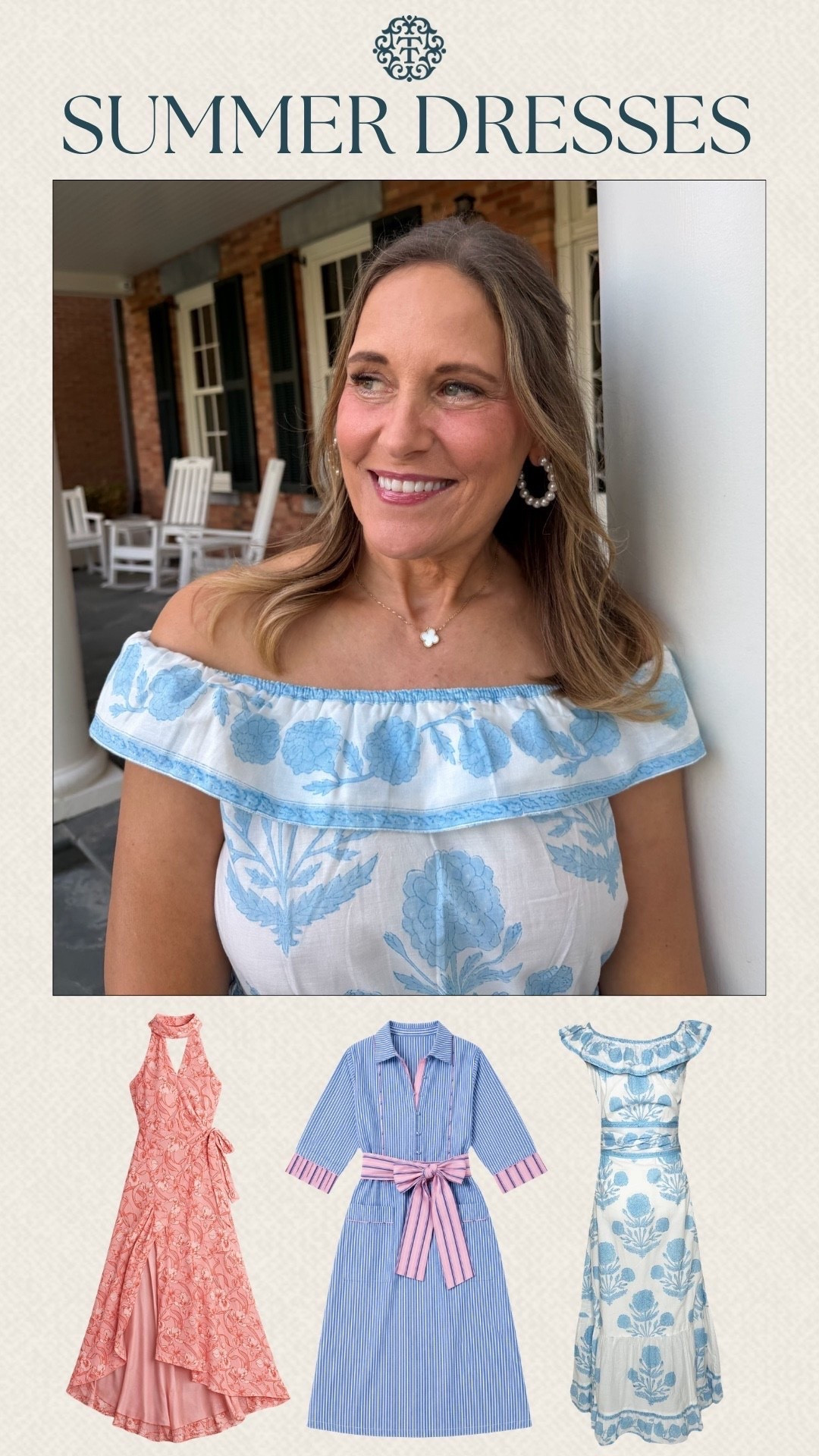 There’s nothing better than a pretty summer dress you can throw on and feel great in right away. The blue and white off-the-shoulder dress is such a standout, and we love the mix of soft prints and classic summer colors here. These would be so cute for brunch, vacation dinners, or a summer party. s

#LTKSeasonal #LTKOver40 #LTKMidsize