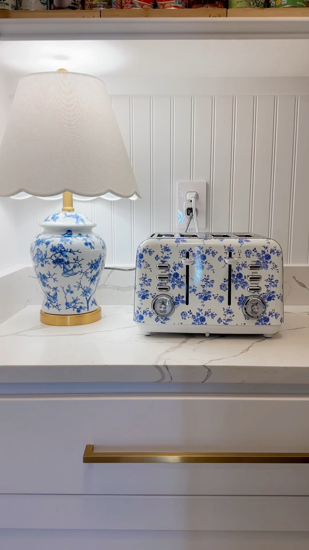 The cutest blue and white toaster