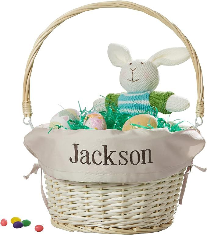 Personalization Universe Personalized Hand-Woven Willow Easter Basket with Folding Handle - First... | Amazon (US)