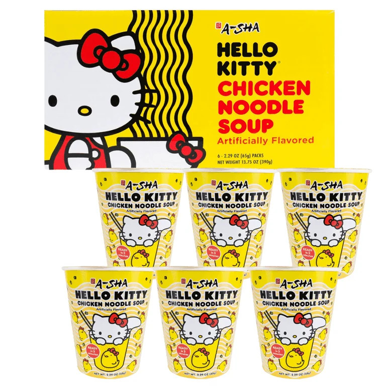 Hello Kitty Vegan Ramen Noodle Cup, 6 Pack, Chicken Flavor, Premium Microwaveable Ramen Soup Mix,... | Walmart (US)