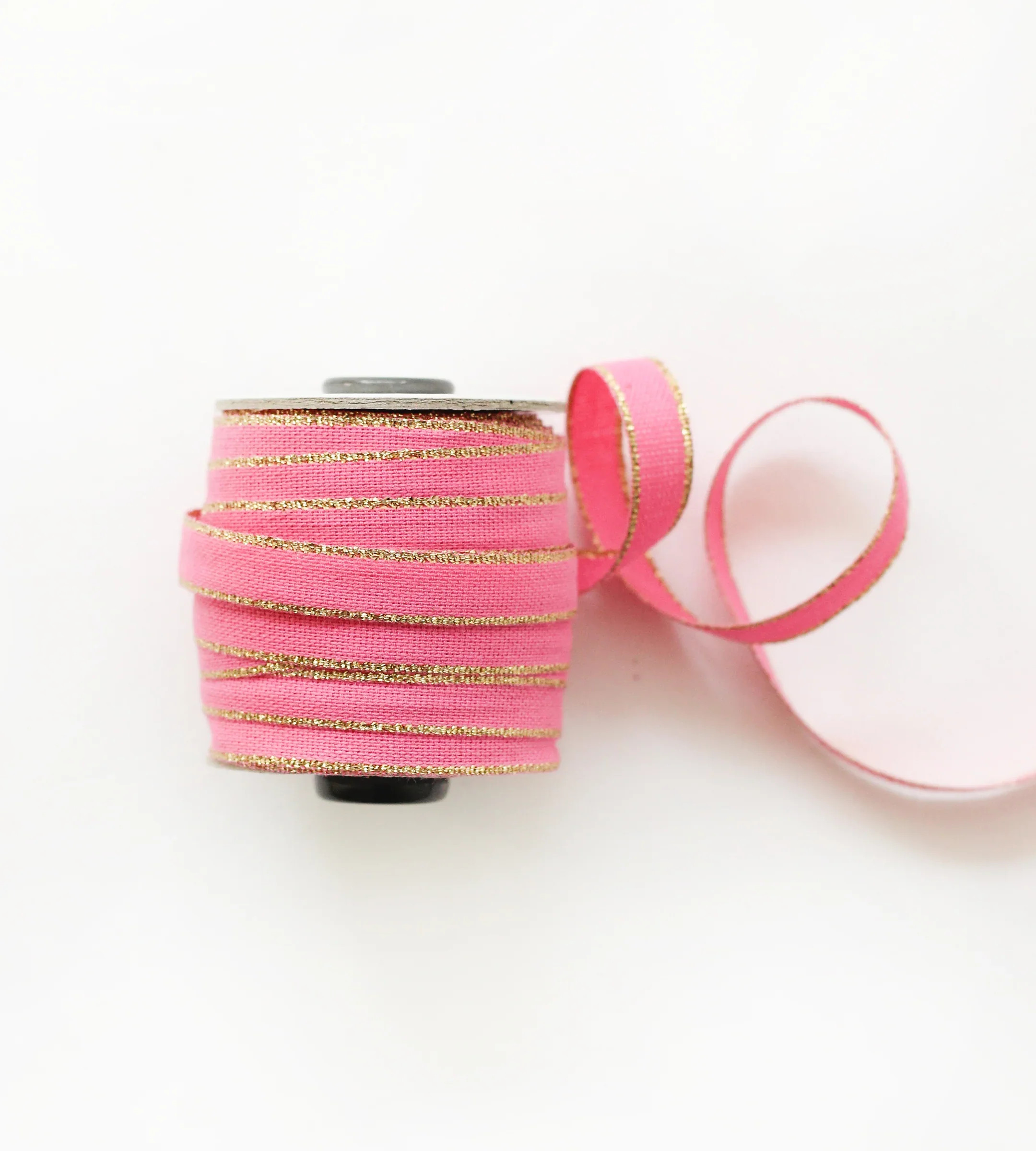 Glitter Edge Cotton Ribbon - Fuchia & Gold | Joy Creative Shop