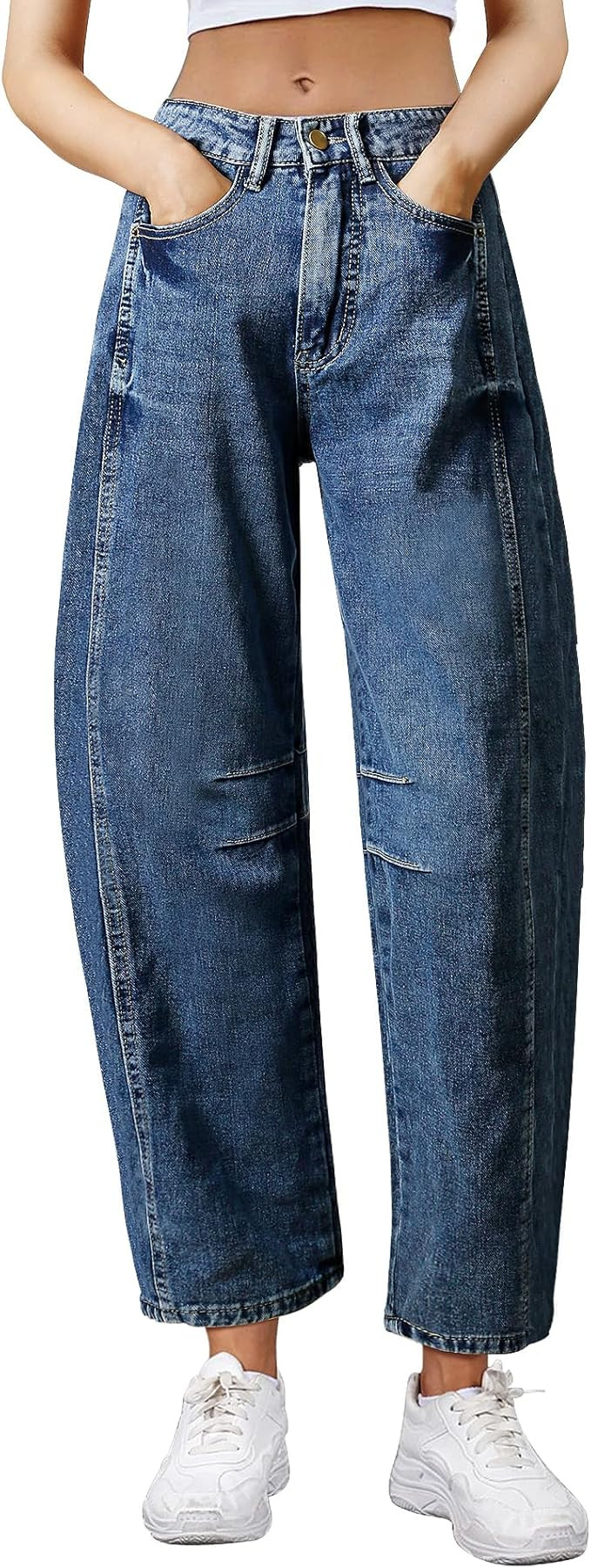Barrel Jeans for Women Mid Rise Wide Leg Jeans Y2k Baggy Jeans Boyfriend Jeans Vintage Denim Ankl... | Amazon (US)