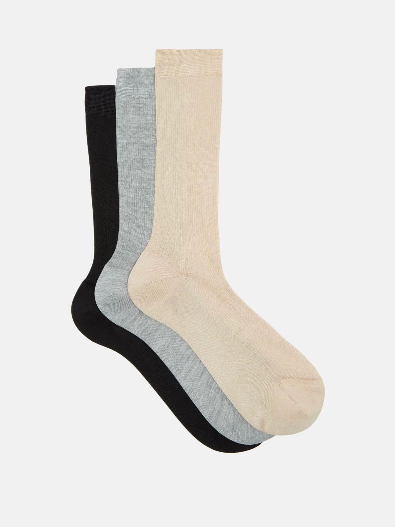 Pack of three ribbed silk socks | Raey | Matches (US)