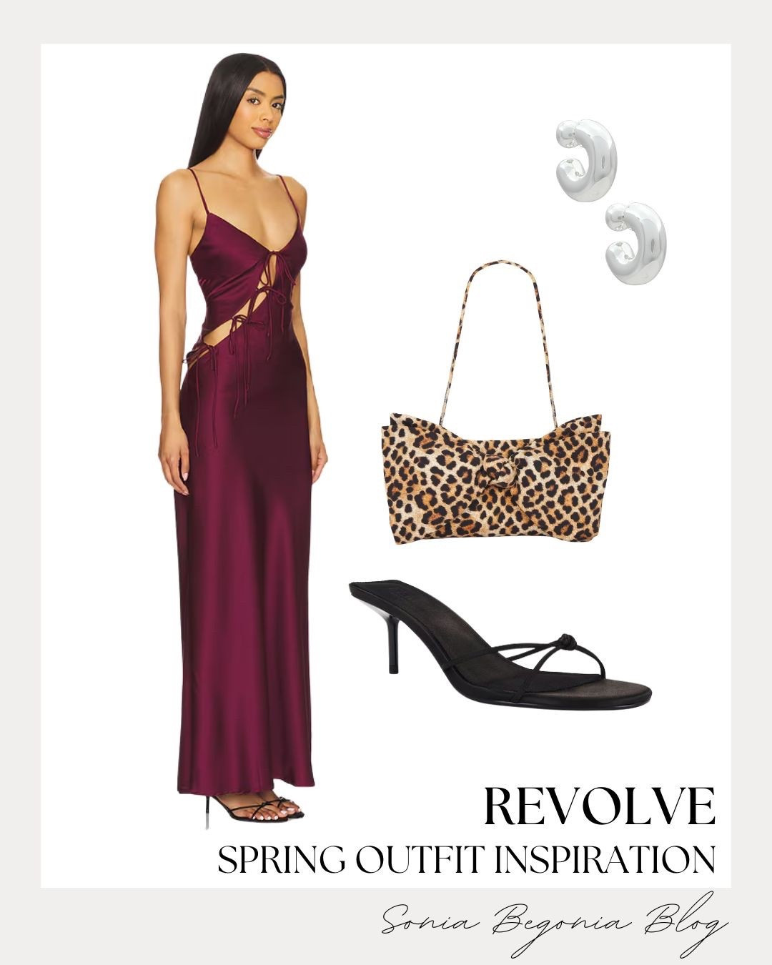 Deep burgundy is the ultimate mood for a spring evening! I am obsessed with this sleek Revolve maxi dress. The cut-out detailing and tie-front accents add such a modern, edgy twist to a classic silhouette. It’s a total head-turner. 🍷

I styled it with a bold leopard print bag for a touch of pattern play and some chunky silver hoops. These minimal black heels keep the focus on the dress. ✨

#RevolveStyle #SpringFashion #DateNightOutfit #MaxiDress #LeopardPrint #OOTD

#LTKWedding #LTKSeasonal #LTKootd