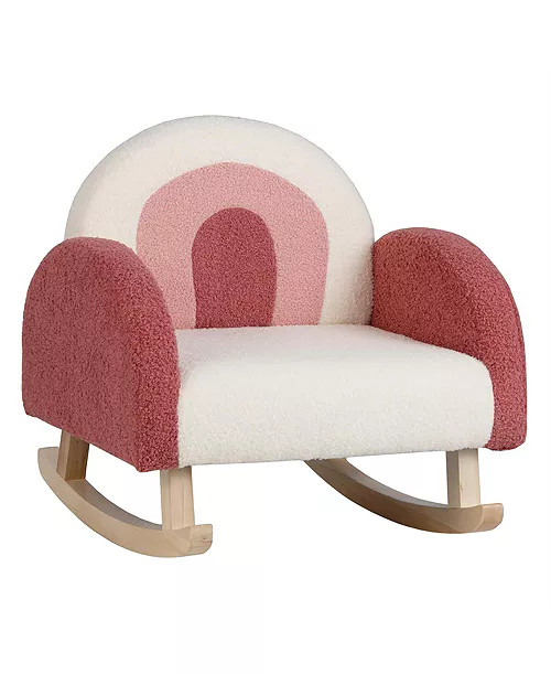 Kids Rocking Chair Children Armchair Velvet Upholstered Sofa w/ Solid Wood Legs - Macy's | Macy's