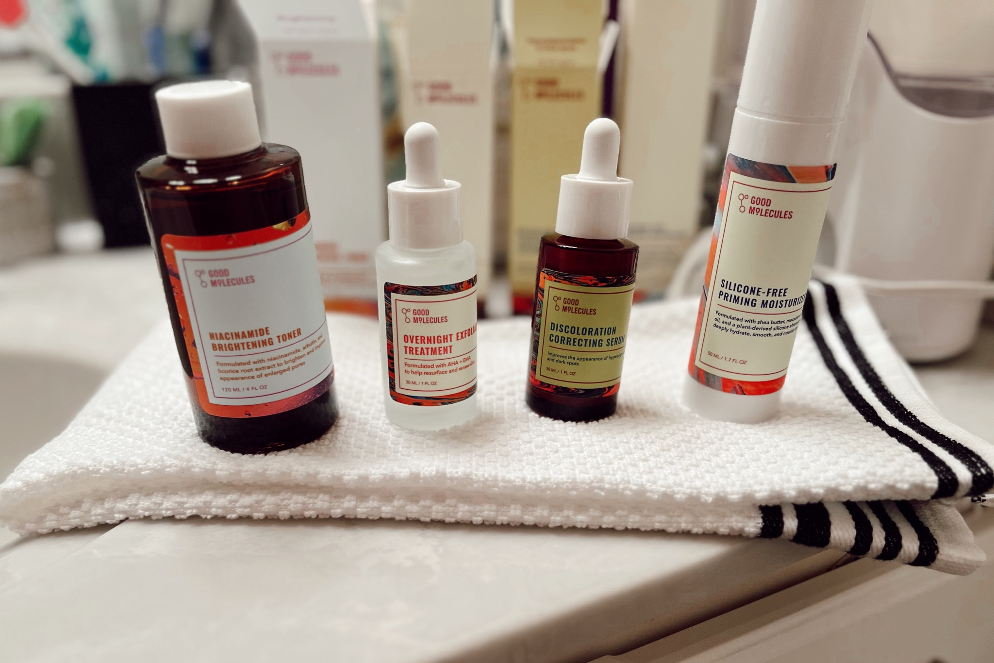 Skincare by Good Molecules! So far so good, I tend to have very sensitive skin even while using clean beauty products. After day 1, my skin looked softer, less red and vibrant. I’m using a toner, serum for hyperpigmentation, anti-aging serum, a silicone-free moisturizer to seal it all together. This brand is super affordable too, love it! 😍

#LTKbeauty #LTKunder50 #LTKunder100