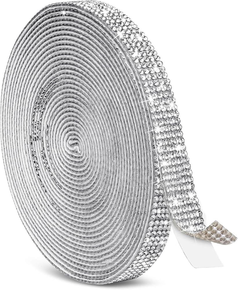 5 Yards Self Adhesive Rhinestone Ribbons, Sliver Rhinestone Strips, Diamond Crystal Rhinestone Ri... | Amazon (US)