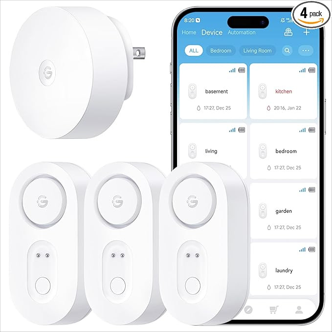GoveeLife Upgraded Smart Water Leak Detector 1s with 1804 ft Ultra-Long Range, WiFi Water Sensor ... | Amazon (US)