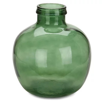 Round Green Glass Bottle Vase, Green, 13.78H x 12.6 | Kirkland's Home | Kirklands