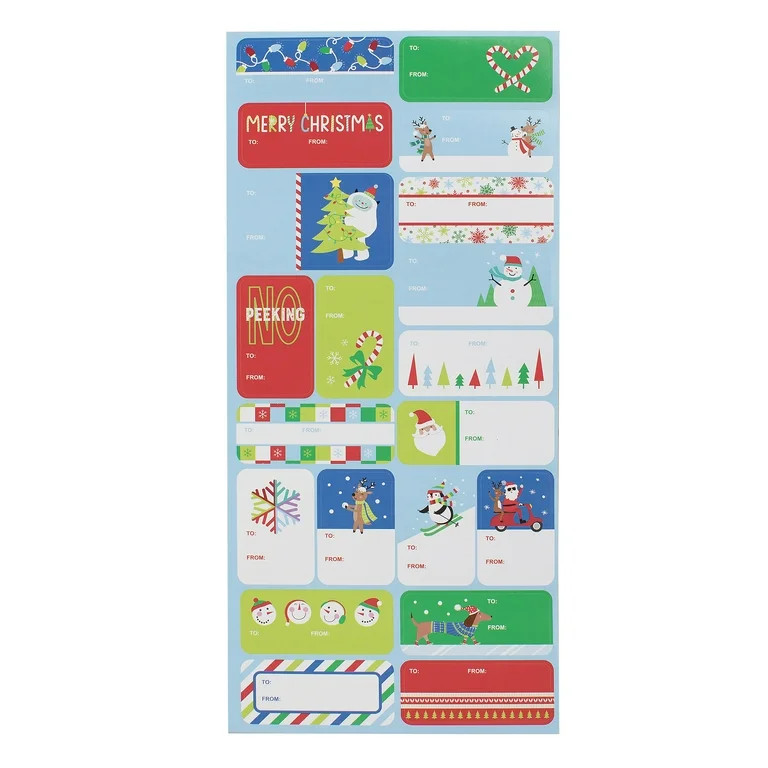 Christmas Character Sticker Gift Tags, Multicolor, 100 Count, by Holiday Time | Walmart (US)