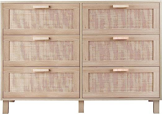 CREATIVELAND 6 Drawer Dresser, Hamilton Rattan Chest of Drawers End Cabinets Storage Corner Table... | Amazon (US)