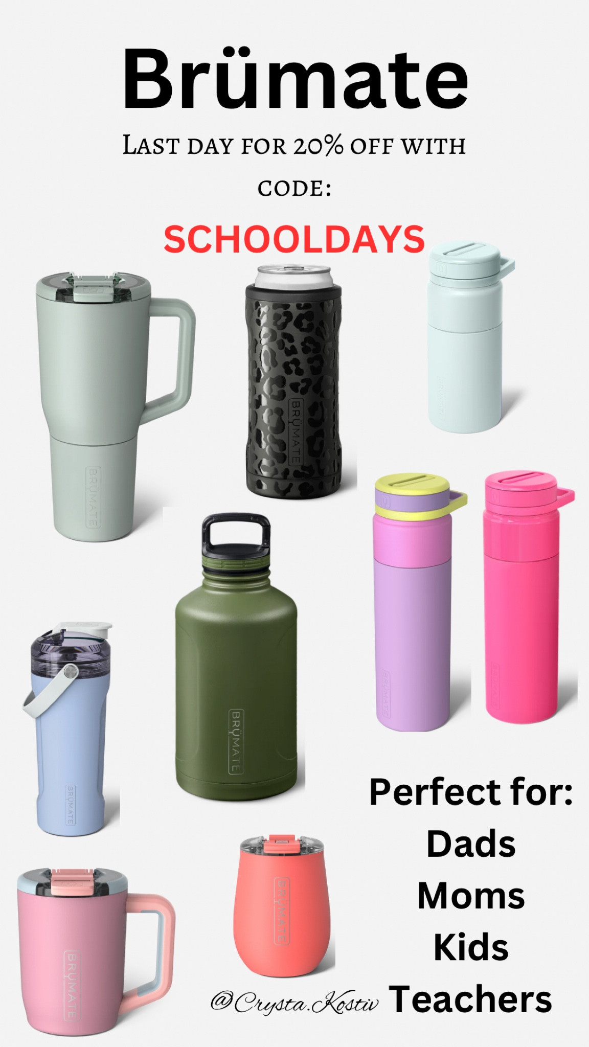 Brümate is having a back to school sale and today is the LAST day to get 20% off on a lot of cups. They are perfect for moms and dads on the go. They are perfect for kids that struggle to drink water and perfect back to school gifts for teachers. Check it out now and use the code: SCHOOLDAYS

#LTKFindsUnder50 #LTKSaleAlert #LTKBacktoSchool