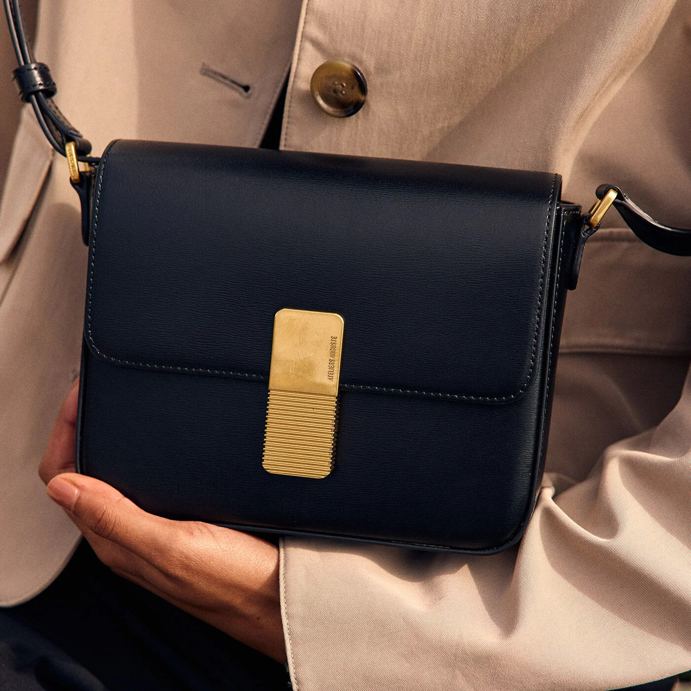 Mini Monceau Gold Edition - Black Box Leather | ATELIERS AUGUSTE