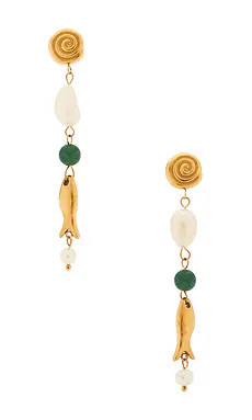 Casa Clara La Paz Wood And Gold Beaded Earring in Gold from Revolve.com | Revolve Clothing (Global)