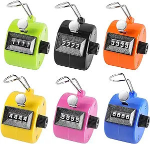 KTRIO Pack of 6 Colors Handheld Tally Counter 4-Digit Number Count Clicker Counter, Hand Mechanic... | Amazon (US)