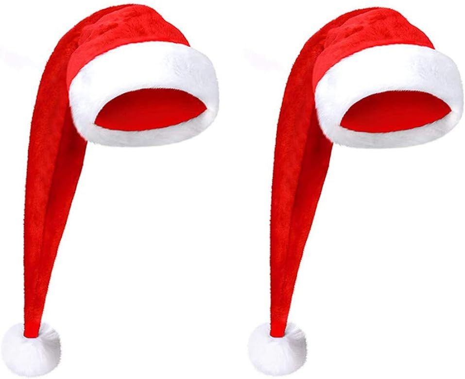 Alimitopia 75cm Christmas Santa Hat - Deluxe Plush Long-Tail Christmas Santa Claus Xmas Cap Hat(2... | Amazon (US)