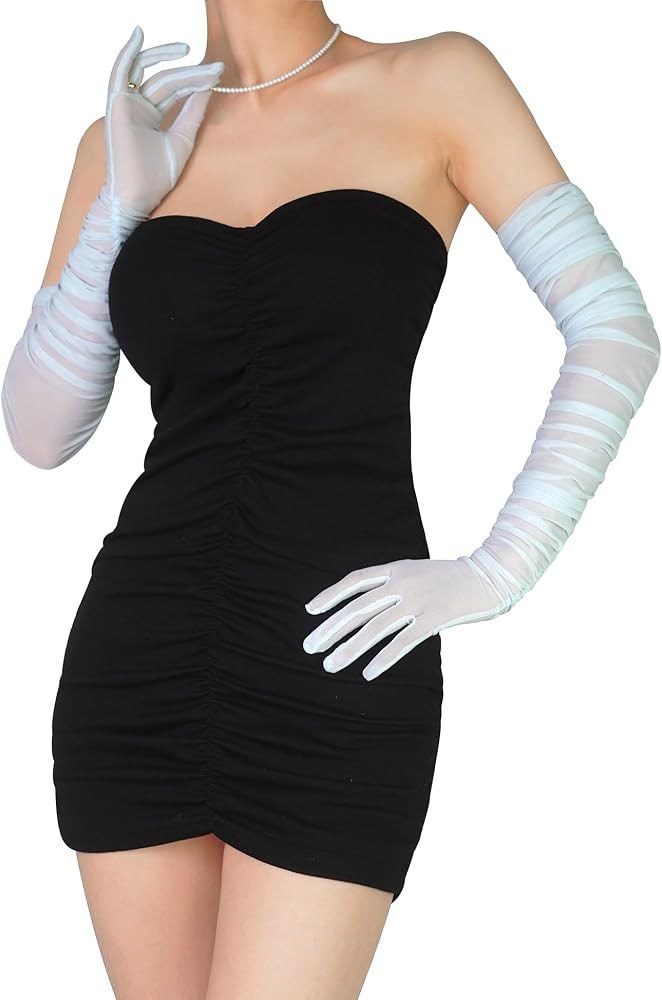 Women's Sexy Sheer Gloves Mesh Tulle Super Long Gloves Opera Christmas Costume Party Dance Gloves | Amazon (US)