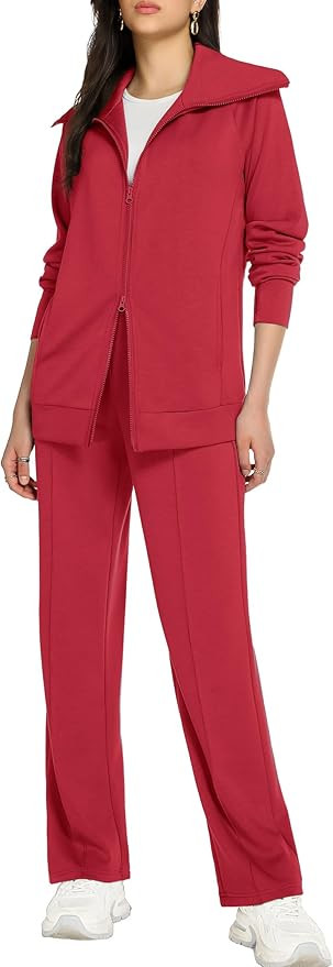 Casly Lamiit Lounge Sets for Women 2025 Fall Sweatsuit Long Sleeve Zip Up Travel Outfit Wide Leg ... | Amazon (US)