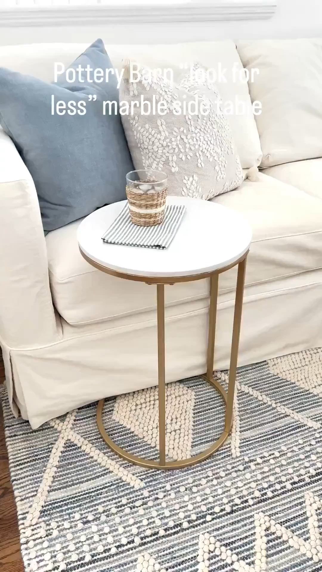 This is such a great side table if you're tight on space, as it snugs right up under a couch, chair or bed! I almost bought Pottery Barn's pricier version but I'm so glad I took a chance on this affordable Amazon side table, which has a real marble top! 
-
coastal home decor, coastal style, coastal furniture, amazon furniture, affordable side tables, marble side tables, side tables under $100, white marble table, amazon living room furniture, amazon end tables, designer look for less, pottery barn look for less, white slipcover sofa, white slipcover couch, performance fabric couch, willow sofa, crate & barrel couch, amazon napkins, amazon cloth napkins, coastal napkins, striped napkins, blue pillow covers, winter pillow covers, blue velvet pillow covers, serena & lily pillow covers, neutral pillow covers, serena & lily rugs, coastal rugs, blue & white rugs, living room rugs, bedroom rugs, 8x10 rugs, 9x12 rugs, 5x8 rugs, 10x13 rugs, beach house rugs

#LTKHome
