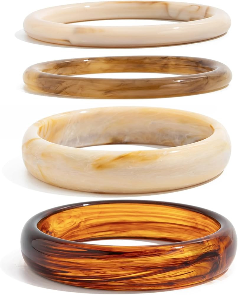 Chunky Acrylic Bangle Bracelet for Women Colorful Resin Bracelets Trendy Stack Statement Cuff Jew... | Amazon (US)