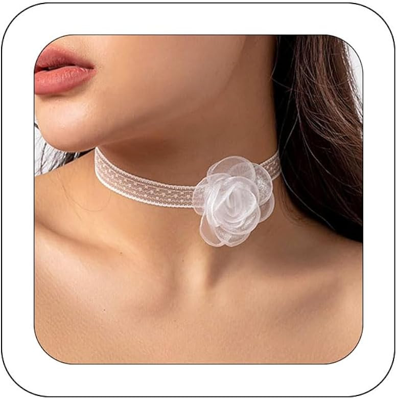 Bethynas Vintage Flower Lace Velvet Choker Necklace Lolita Sexy Rose Lace Collar Neck Chain Brida... | Amazon (US)