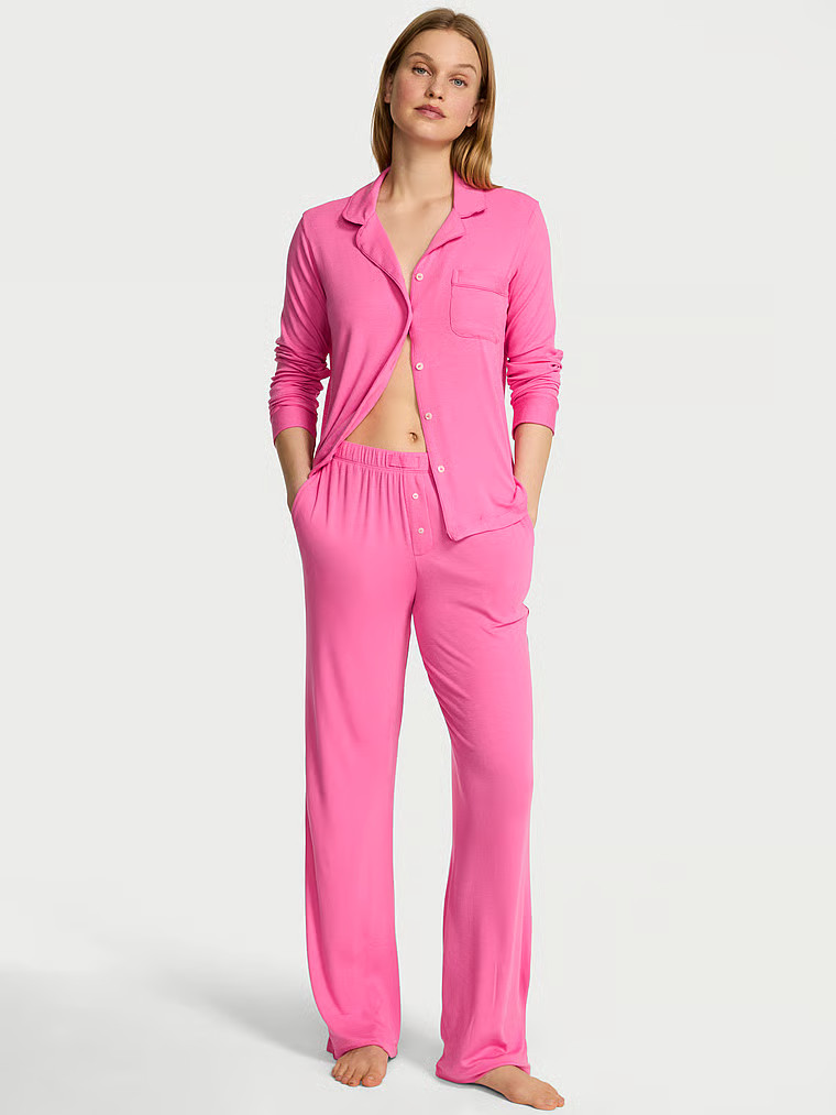Buy SoSoft™ Modal Long Pajama Set, Black/Lipstick Scattered Hearts - Order Pajamas Sets online ... | Victoria's Secret (US / CA )