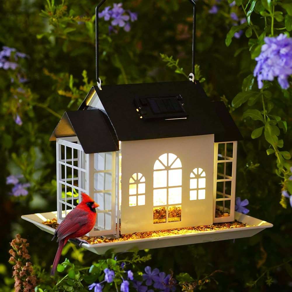 Solar Bird Feeder House for Outdoors Hanging,Solar Metal Large Capacity Birdfeeders Hanging Outsi... | Amazon (US)