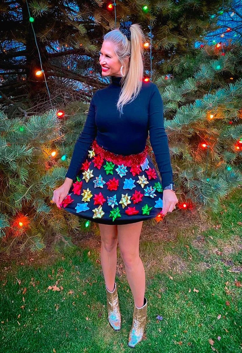 Ugly Christmas Sweater, Christmas Bow Skirt, Ugly Christmas Sweater Party, Bow Skirt, in STOCK FA... | Etsy (US)