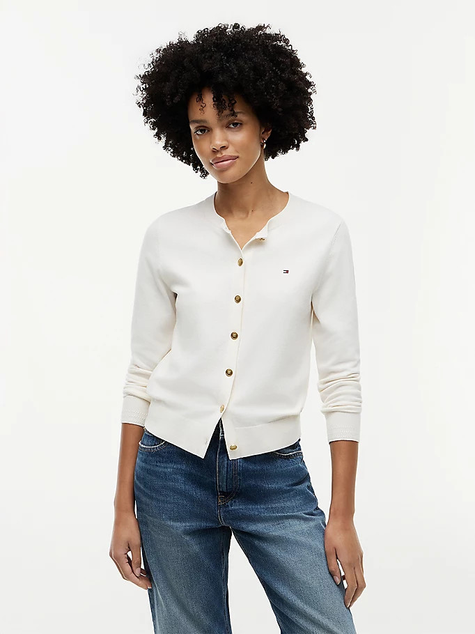 Fine Knit Jersey Crew Neck Cardigan | Tommy Hilfiger UK