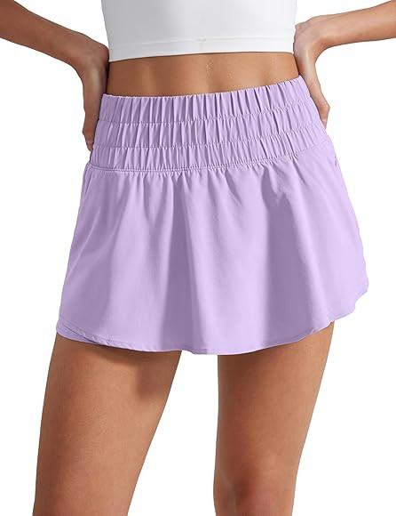 CRZ YOGA Athletic Shorts for Women High Waisted Flowy Ruffle Skirt Overlay for Workout Running Te... | Amazon (US)