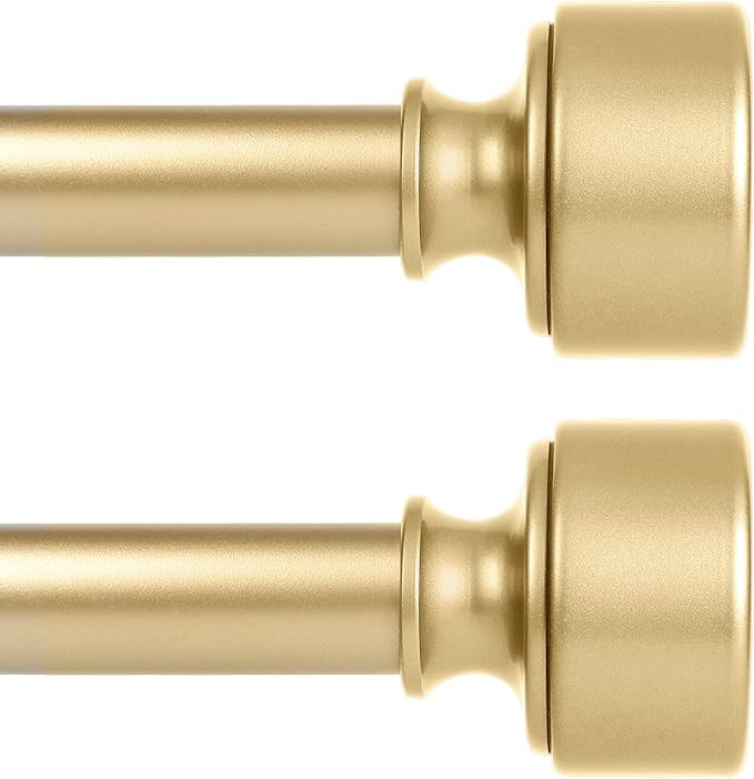 2 Pack Gold Curtain Rods for Windows 48 to 84 Inch(4-7ft),Noble Metal End Cap Curtain Rods,1” D... | Amazon (US)