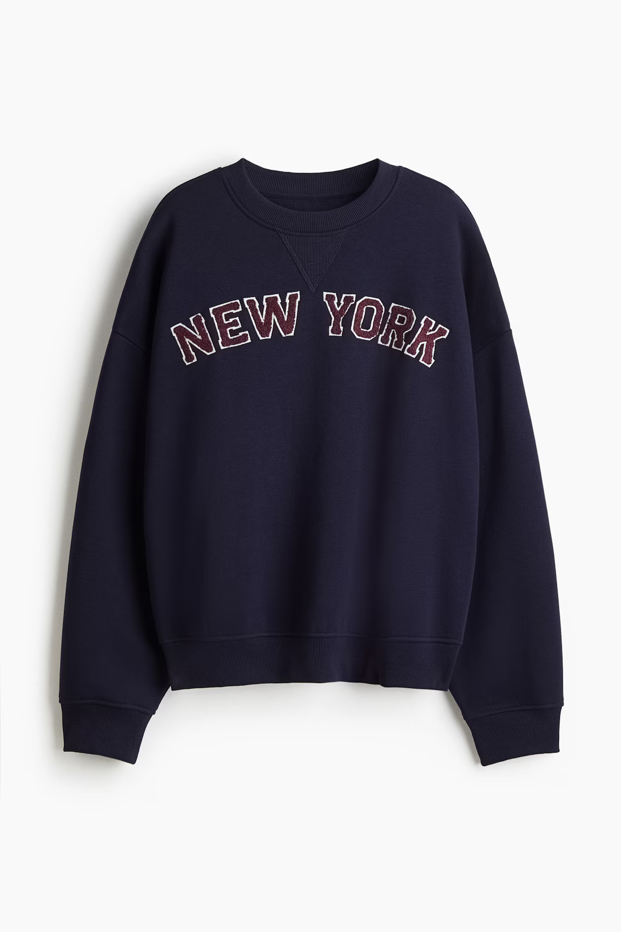 Motif-detail sweatshirt - Navy blue/New York - Ladies | H&M GB | H&M (UK, MY, IN, SG, PH, TW, HK)