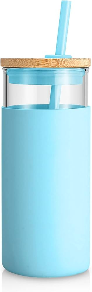 Tronco 20 oz Glass Tumbler Glass Water Bottle Straw Silicone Protective Sleeve Bamboo Lid - BPA F... | Amazon (US)